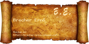 Brecher Ernő névjegykártya
